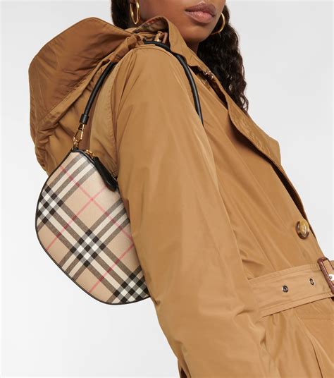 Olympia Pouch checked shoulder bag in beige 